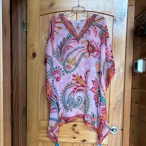 Embellished swim cover with tassle detail